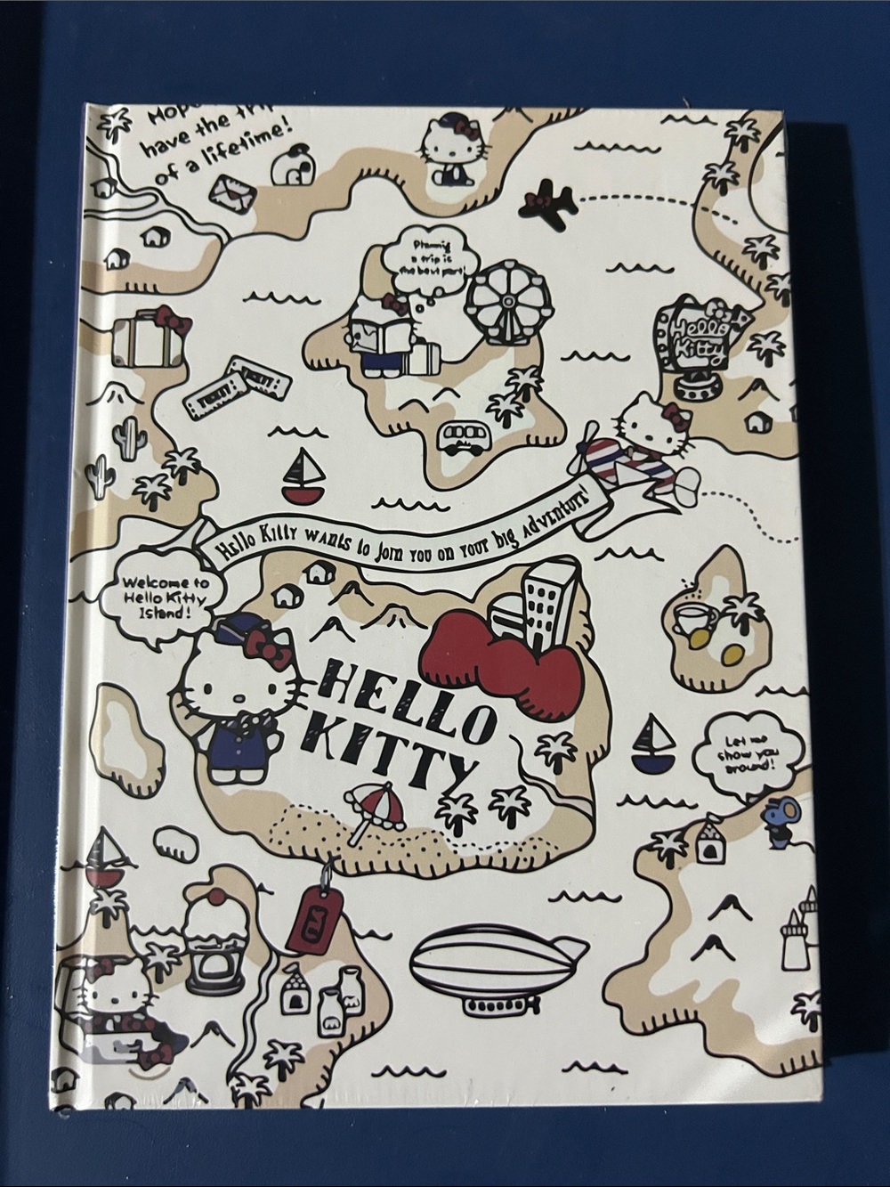 Hello Kitty Cream Cover Journal with Red Bow and Navy Details